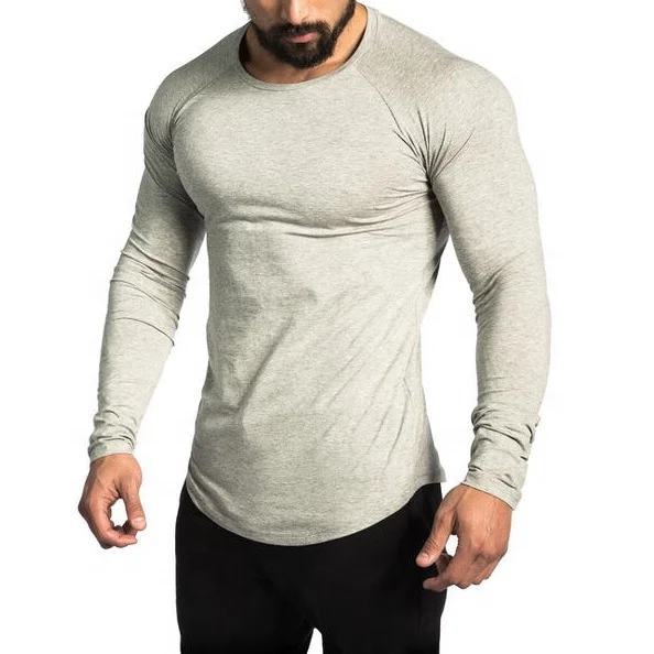 

Quick Dry Mens Workout Long Sleeve T Shirts Sports Training T Shirt, Khaki,black,white,grey