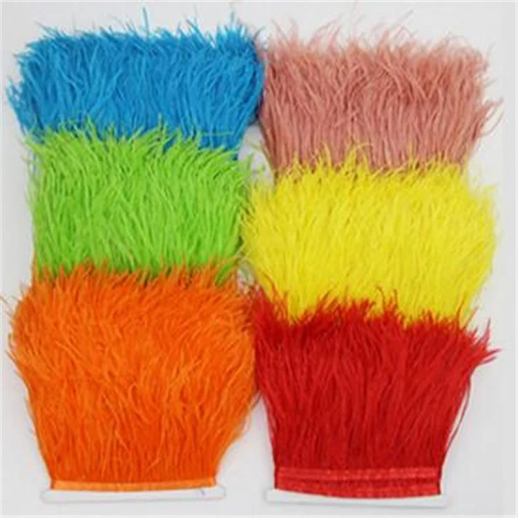 Artificial synthetic colorful gold ostrich feather fabric trimming for decorative skirt