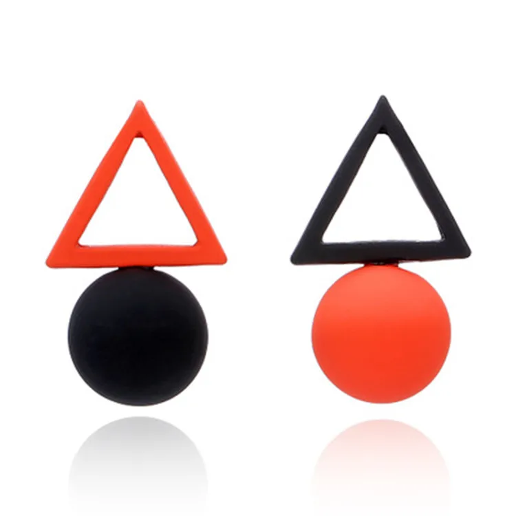 

2020 Hot Sale New Korean Colorful Triangle Round Geometric Earrings Simple Fashion Stud Earrings Jewelry