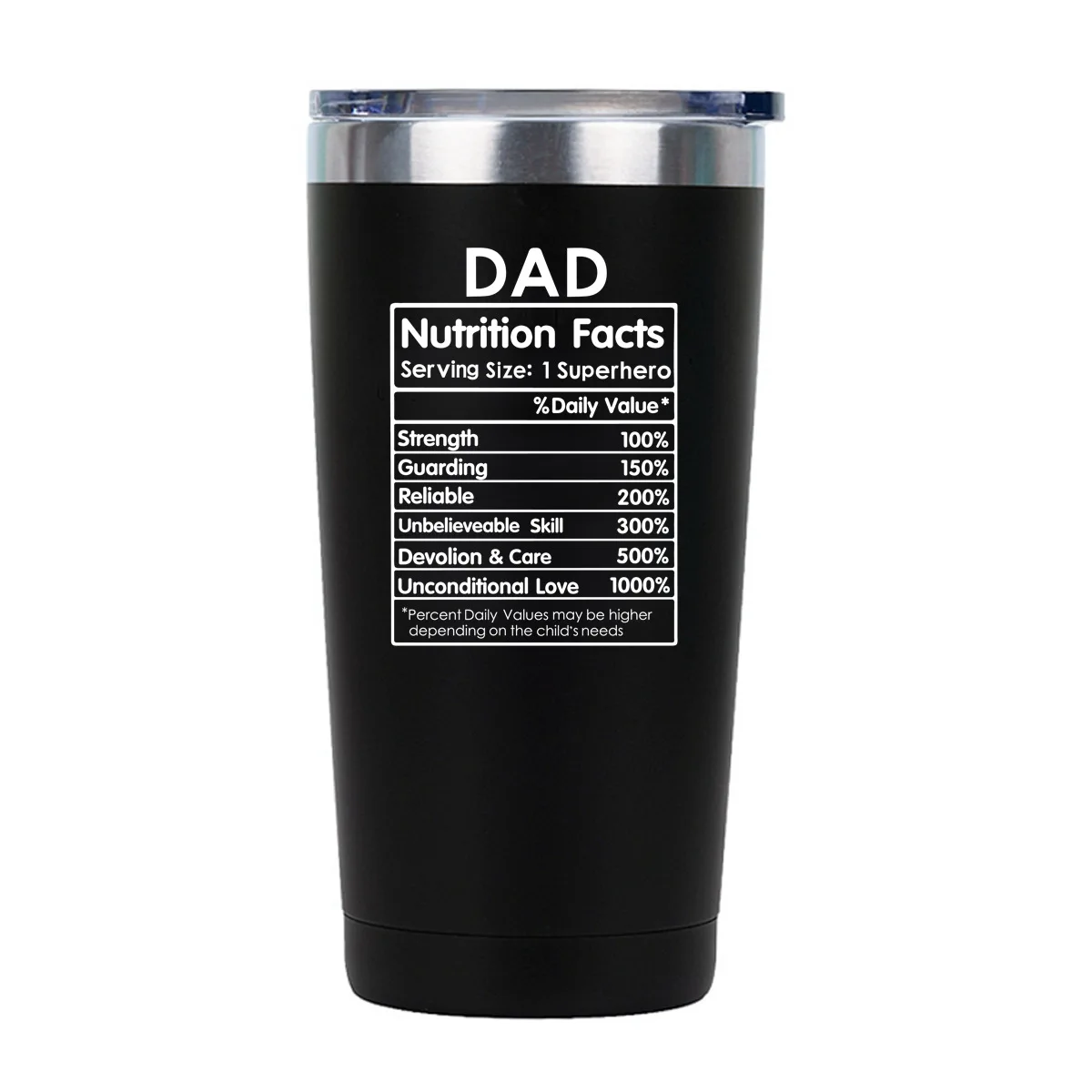 

DAD Nutrition Facts 20OZ car cup stainless steel insulation tumbler fathers day gifts for dad, Multi colors