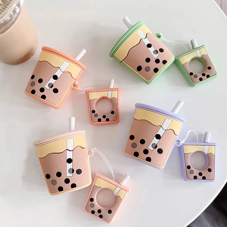 

3D Peal Milk Tea Pearl For Airpod 1/2 Milk Tea Case For Airpod pro Case Cute Cartoon, As pictures