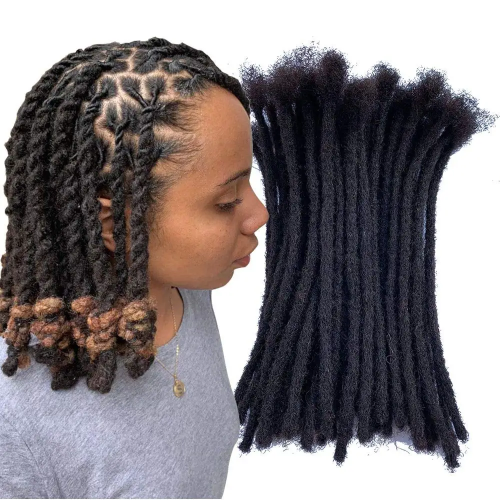 

Hot sale Human Hair Microlocks Sisterlocks Dreadlocks Extensions 60Locs Full Handmade (Width 0.4cm) 8inch Natual Black #1B