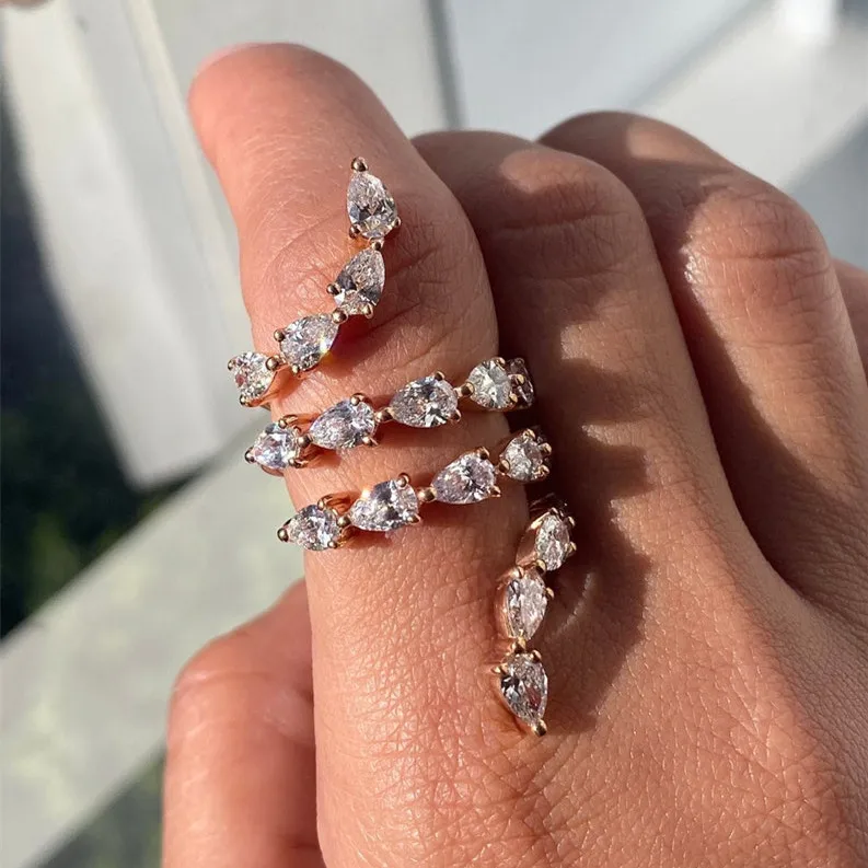 

CAOSHI Fashion Crystal Ring for Women Jewelry Party Cocktail Ring Gold Color Big CZ Rings Woman