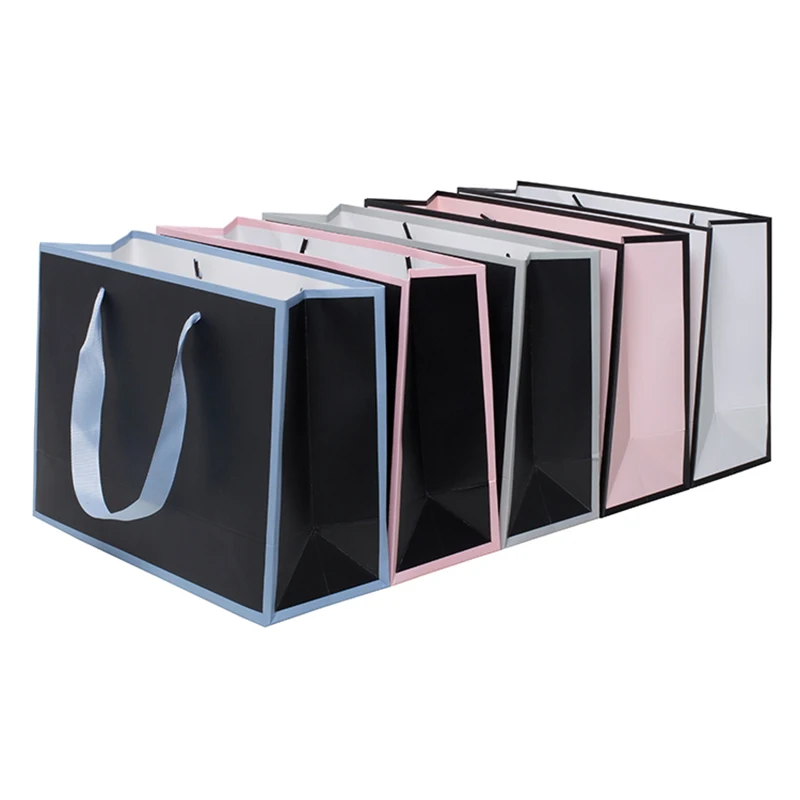 

Wholesales 500pcs/lot Reusable Shopping Paper Bag with Custom Logo Durable Tote Bag with Handle for Packaging/Gift/Boutique, Customized color