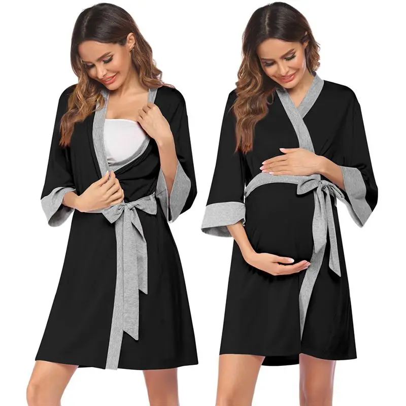 

Wholesale New Design Sexy Nursing Gown Hospital Pregnant Women Robe With Black