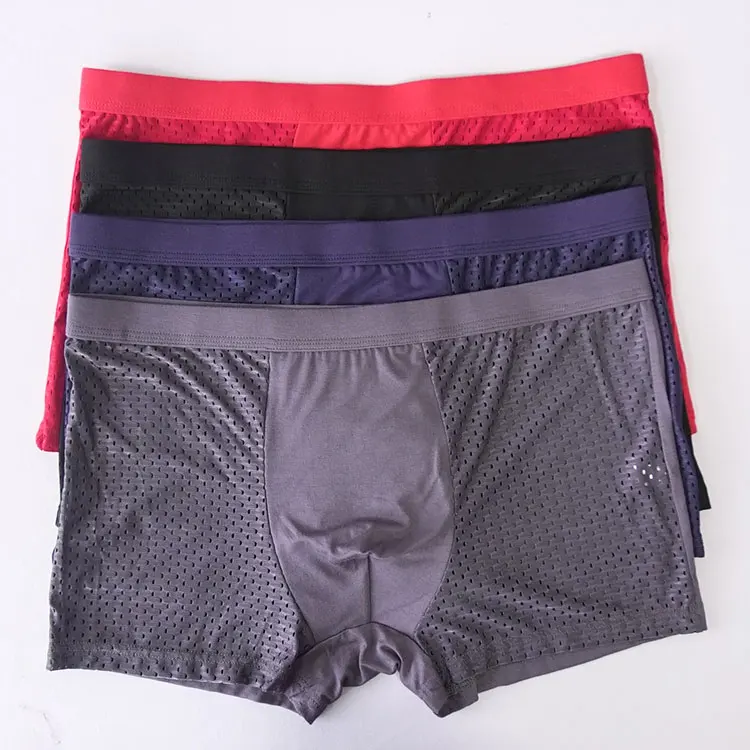 

free sample sexy lingerie breathable mesh man ice silk underwear boxer briefs, See picture