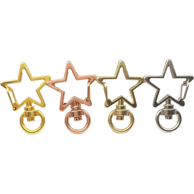 

Alloy Five-Pointed Star Keychains Rose Gold Kc Gold Lobster Clasp Keychain Key Ring DIY Jewelry Accessories, Silver/imitation gold/rose gold /kc gol