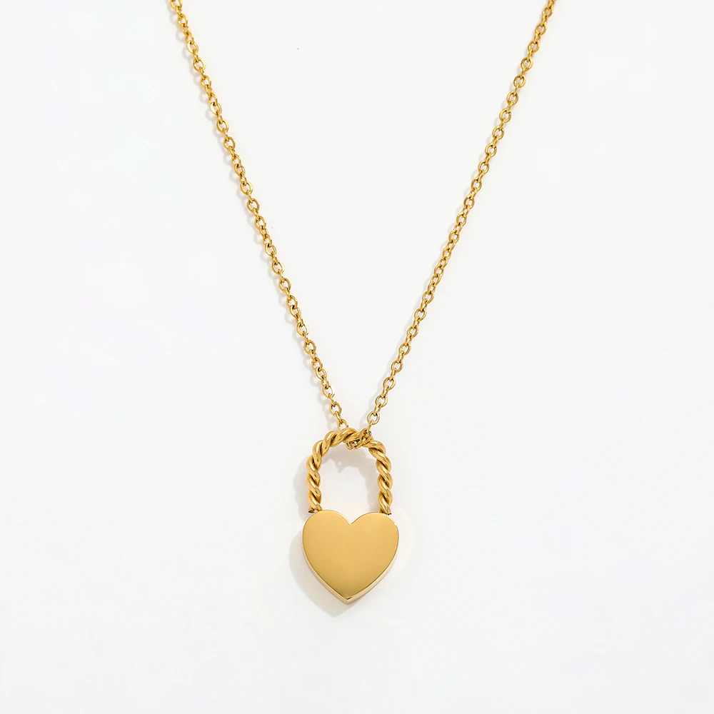 Tarnish Free Joolim 18k Gold Plated Rope Heart Pendant Necklace Stainless Steel Necklace