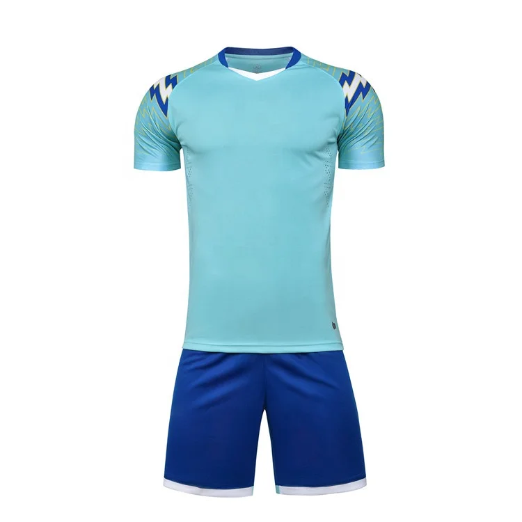 

Soccer Wear Light Blue Jerseys Blank Design Unisex Cheap Uniforms for Soccer, Any colors can be made