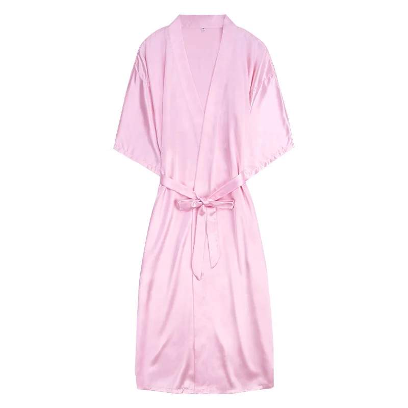 

Colorful Women's Solid Plain Robe Bride Bridesmaid Silk Satin Kimono Robe Short Sleeve Women Pajamas Sleepwear, Pink navy burgundy