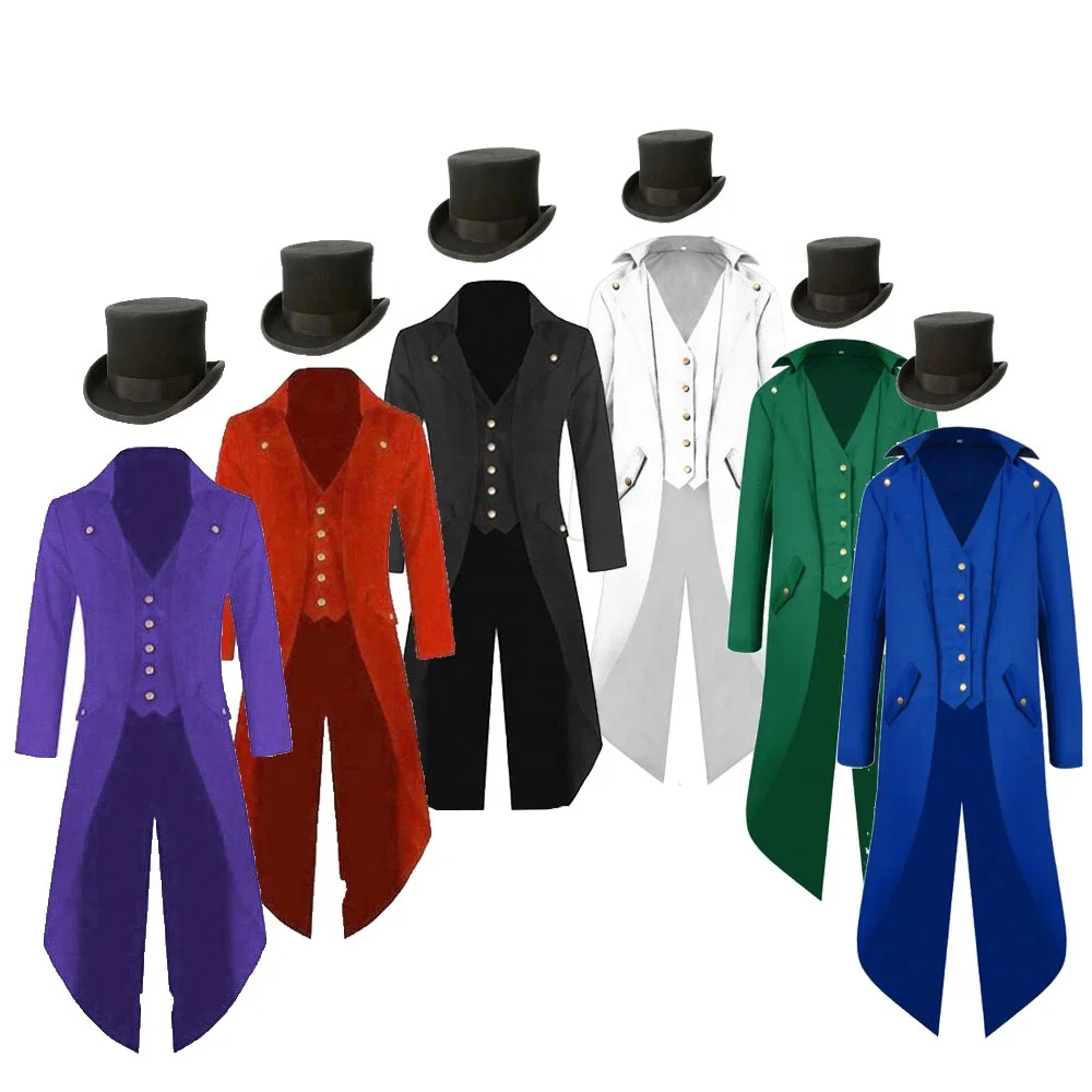 

ecowalson Mens Steampunk Costume Ringmaster Magician Coat Vintage Tailcoat Gothic Jacket