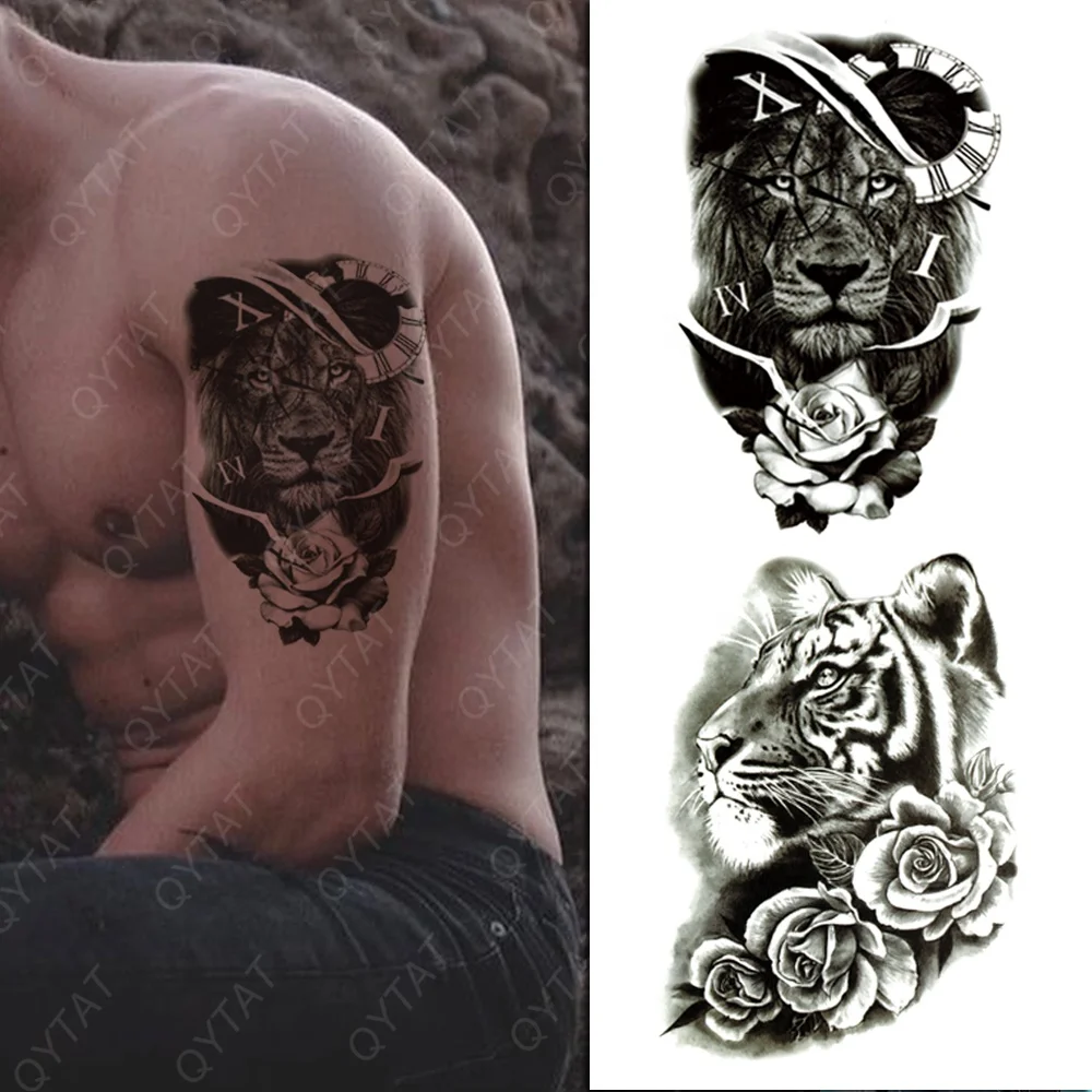 

Wholesale Temporary Tiger Tattoo Stickers, Black/ gray/ colourful