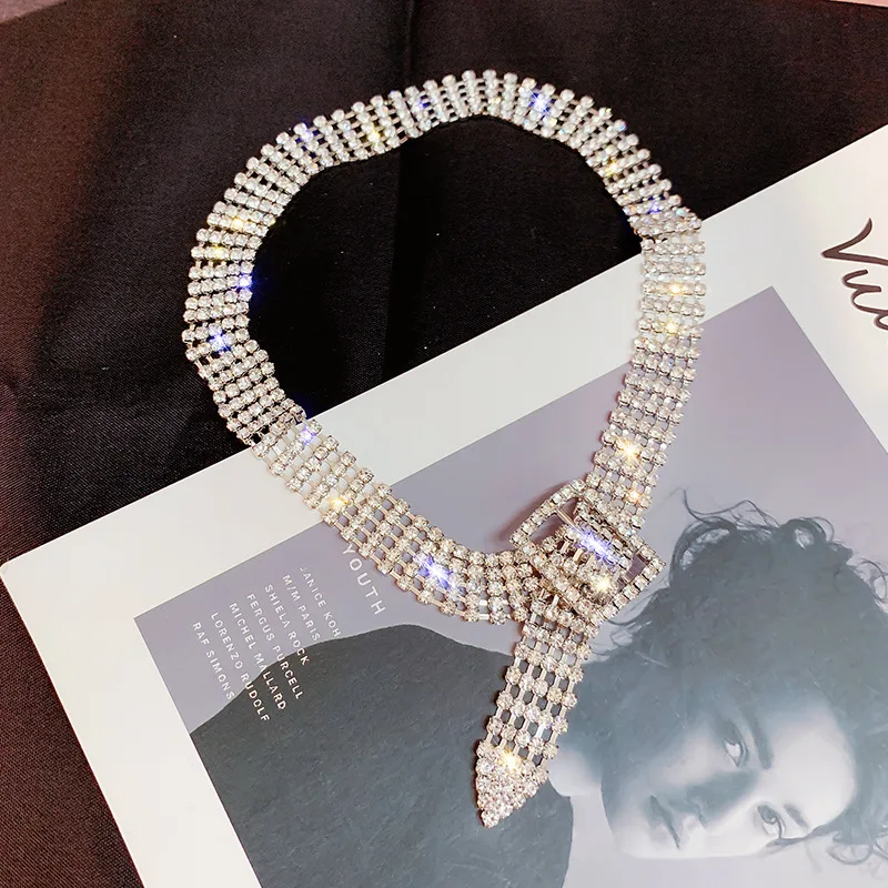

2020 Sexy full diamond clavicle chain women short paragraph chain neck jewelry choker collar neckband women, 3color