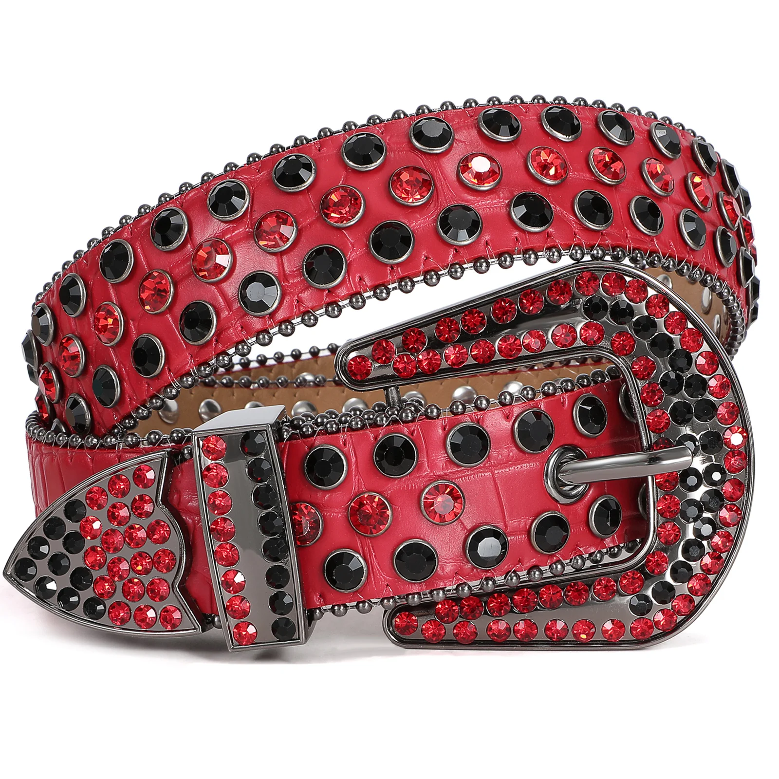 

10Y Experience Red Rhinestone Belts Manufacturers Custom Laser LOGO Factory Price Diamond Belts For men