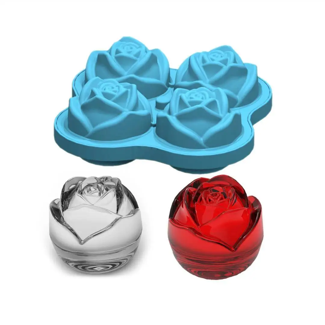 

Hot Sale Updated Design Rose Shapes 3D Shaped Ice Cube Mold Custom Silicone Ice Cube Tray