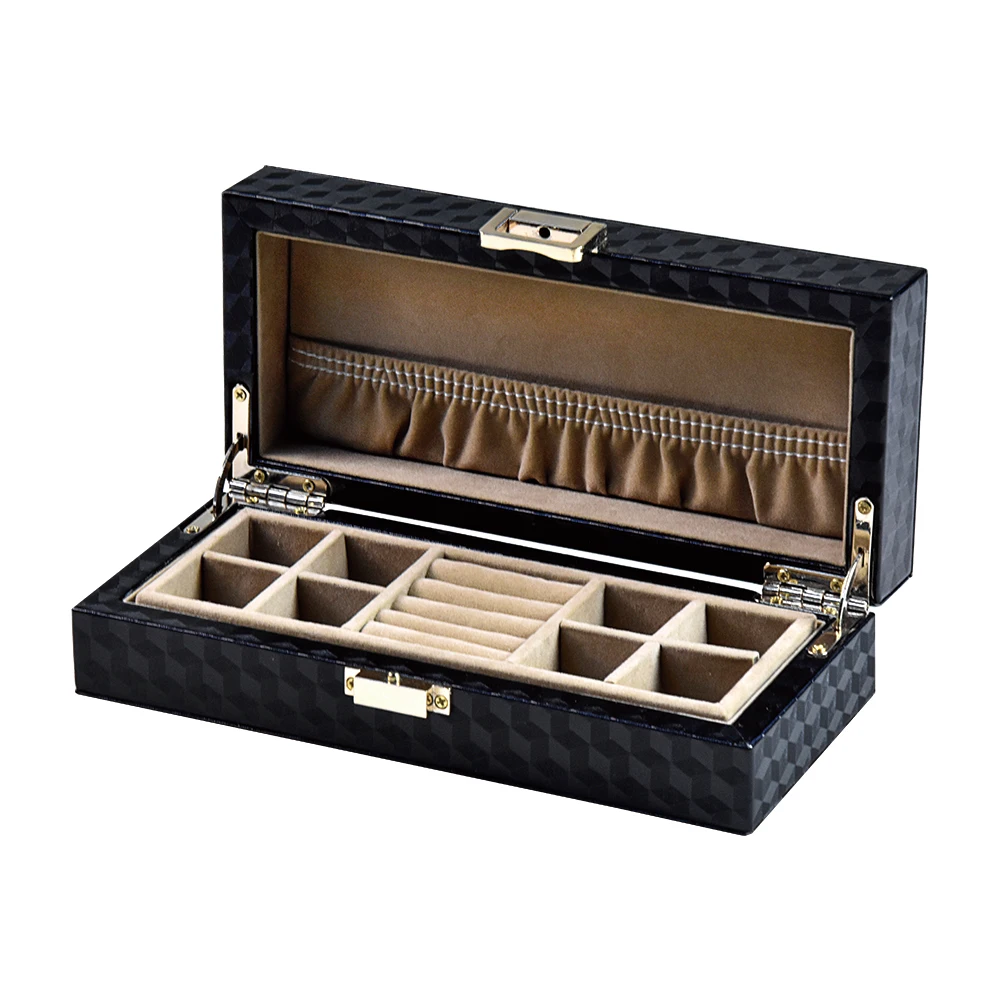 2019 High-end custom wooden leather jewelry storaging box with lock