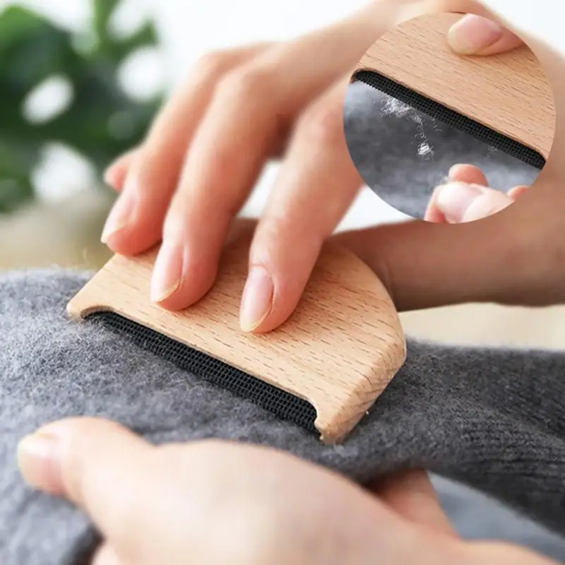 

Wooden Handle Cleaning Brush Cashmere Sweater Stripper Woolen Coat Depilator Household Cleaning Tool, As photo