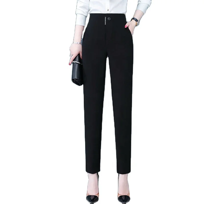 

Dropshipping Plus size women's trousers casual black office work suit pants for ladies custom high waisted pants, Customized colors
