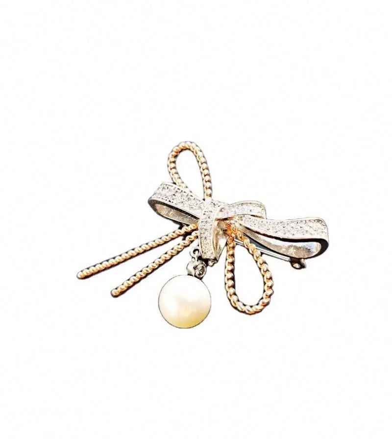 

Wholesale fashion Multi-layer ribbon Vintage Women Brooch Big Bowknot vintage korean style Pearl women pins Brooch