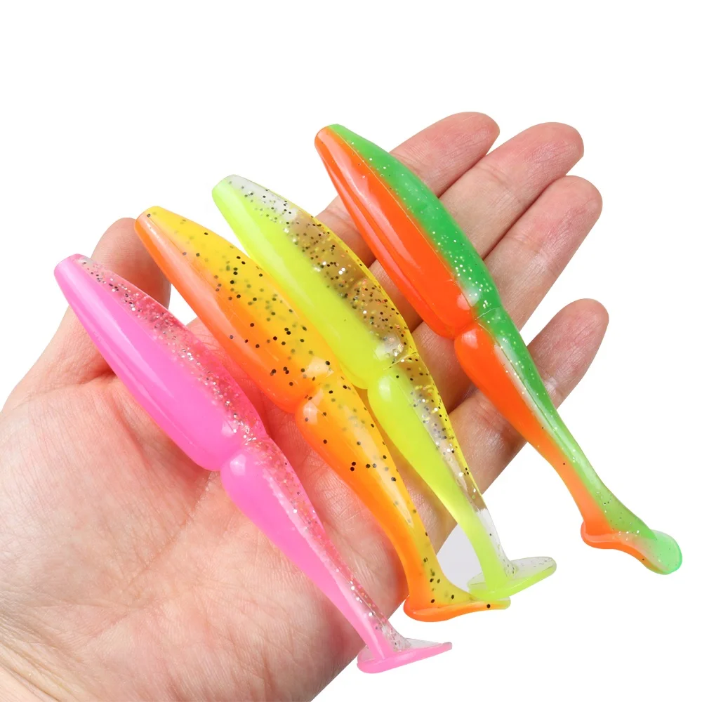

JOHNCOO Fishing Lure Soft Bait 110mm 12g T Tail Soft Worm Swimbait soft Plastic Lure 4pcs/lot, 7 colors
