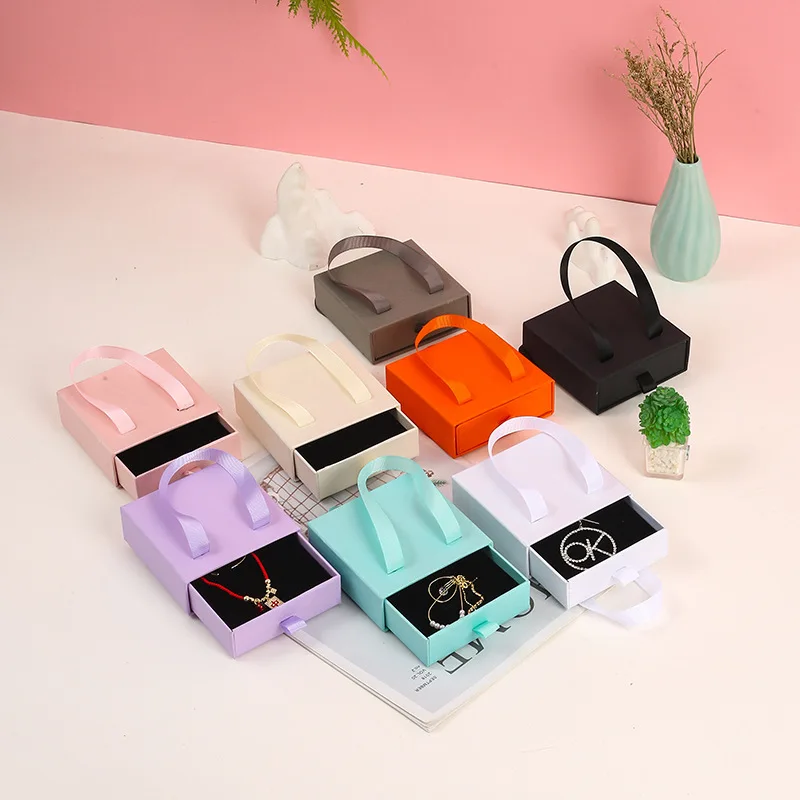 

Portable Handle Slider Drawer Packaging Bracelet Necklace Jewelry Packing Gift Boxes With Logo Luxury For Present