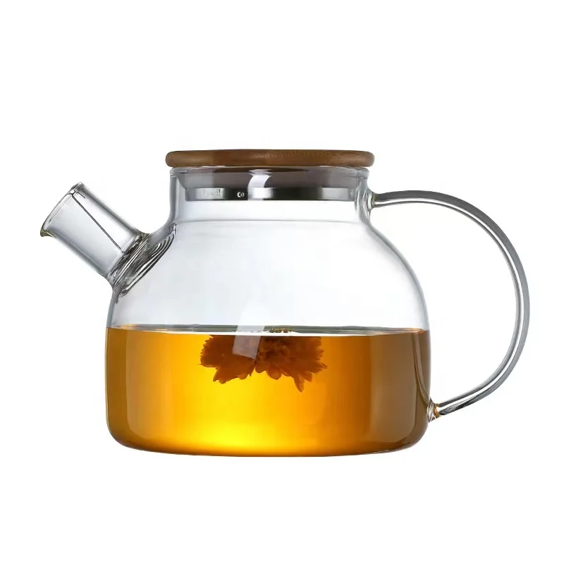 

Thick Heat-Resistant Glass Kettle High Borosilicate Glass Glass Teapot Bamboo Cover