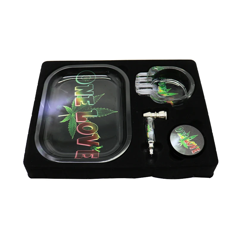 

SHINY Smoke Accesories Rolling Tray Set Custom Smoke Tray Set Rolling LOGO metal grinder rolling tray set, As customer's request