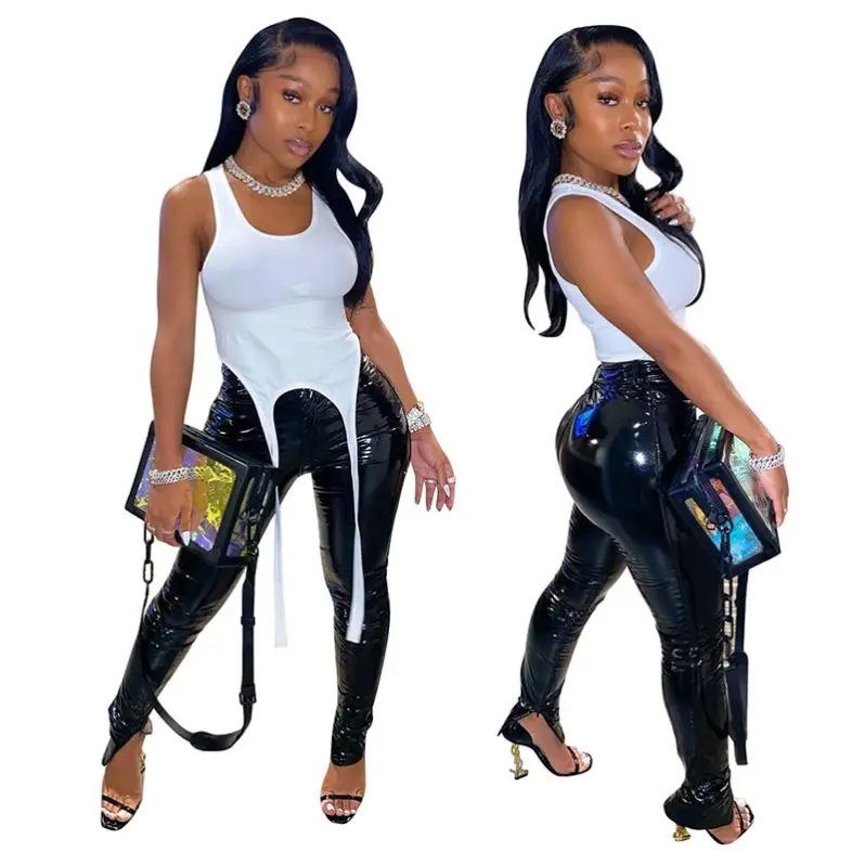 

Autumn And Winter Sexy High Waist Women's Leather Pants Pu Small Feet