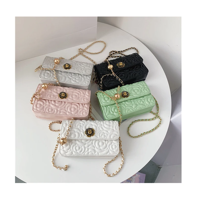 

2021 New Classical Chain Bag Designer Cross-Body Camellia Pattern Messenger Bag PU Leather Luxury Quality Elegant Lady Purses, Customized color