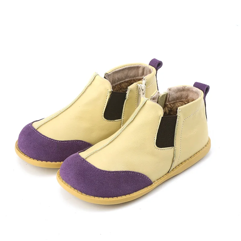 

TipsieToes manufacture stock ankle boot real leather super soft western flat fur boots for little boy girl kids, Many color