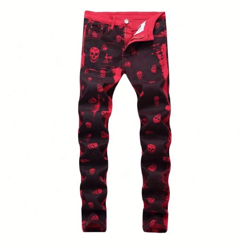 

Voogue Red Man jeans Elastic Straight Plus size jeans