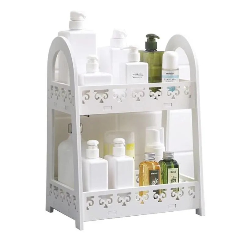 

2 Tier Desktop Organizer Storage Rack Holder for Bathroom, Cosmetic, Kitchen, Home, Office Plastic Countertop TrayVanity