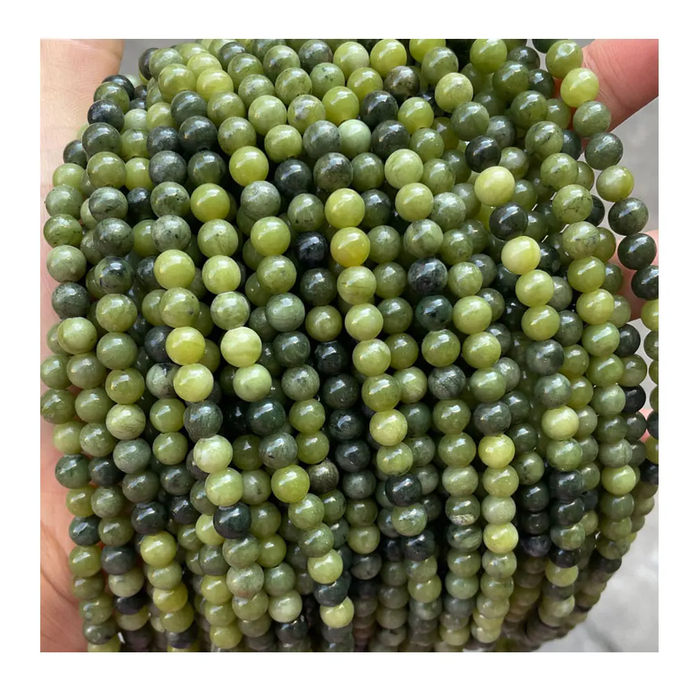 

Wholesale Beads Supplier 4-12mm Round Loose Natural Green Southern Jade Stone Beads For Jewelry Making, Green as picture