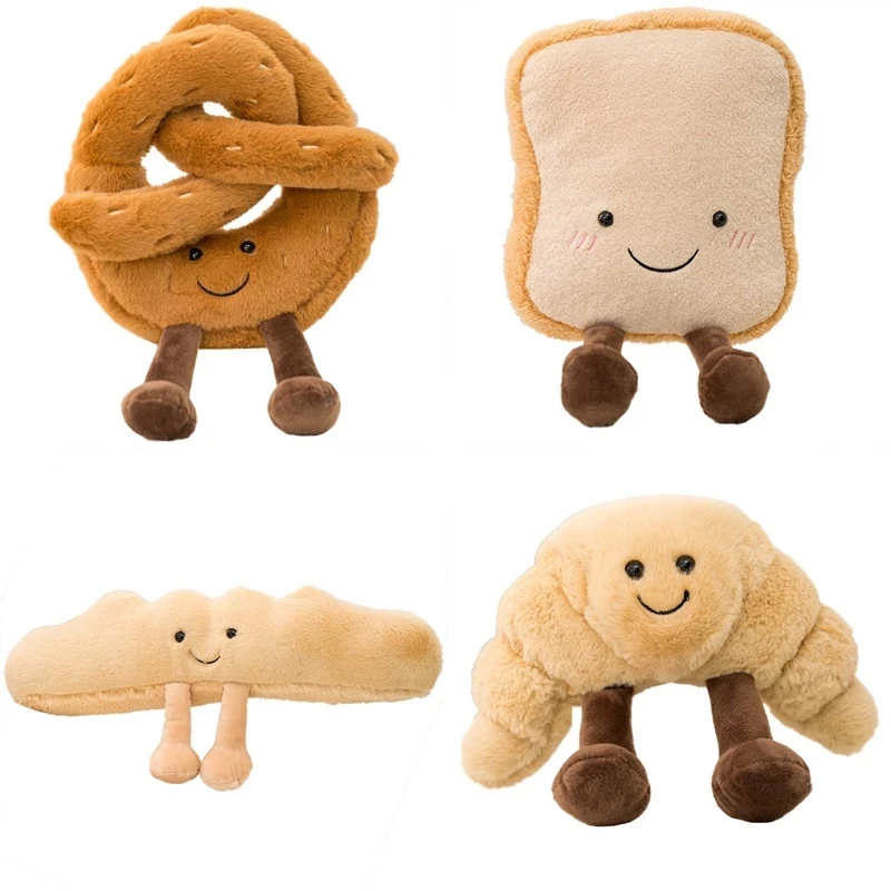 

HY-Cute Toast Bread Pretzel Croissant Plush Toys Stuffed Food Bread Soft Plush Doll Stuffed Sofa Cushion for Kids Birthday Gifts