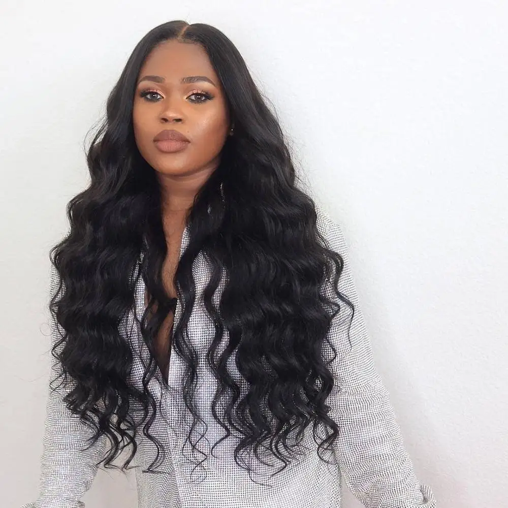 

180% Heavy Density Peakmill Style Gorgeous Long Wavy Indian Remy Hair 4.5" Deep Middle Part 360 Lace Wigs