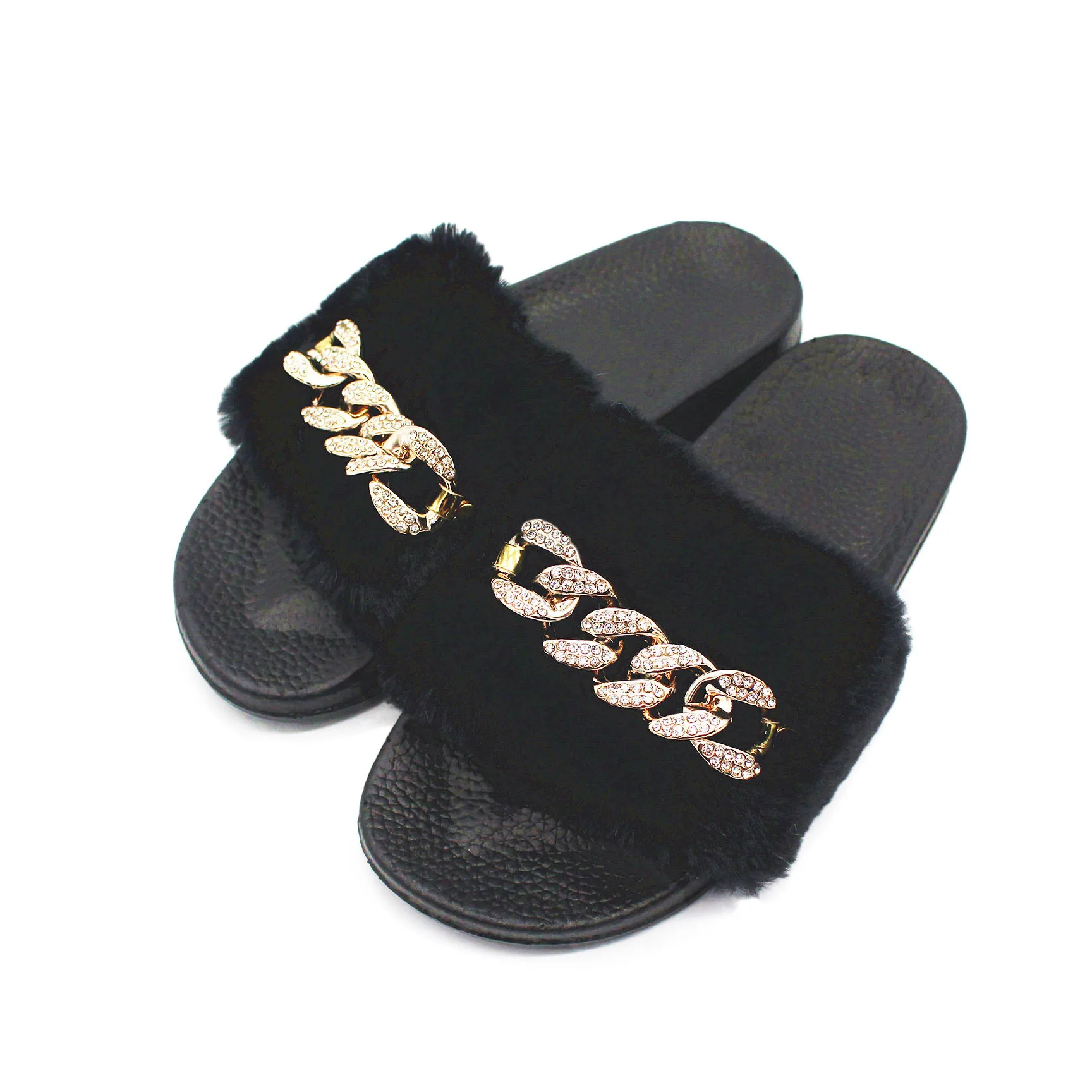 

Shangzhou OEM Pantoufles pour adultes Winter Chain Outdoor Crystal Comfortable Fluffy Slippers, Black/khaki/pink/grey