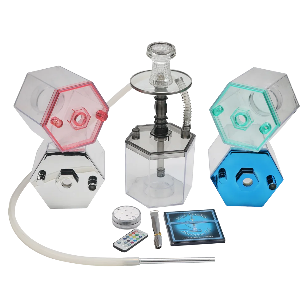 

wholesale hukkah hubbly bubbly hookah set sisha electronic square shape hookah high quality custom nargile sheesha shisha hooka, 7colors