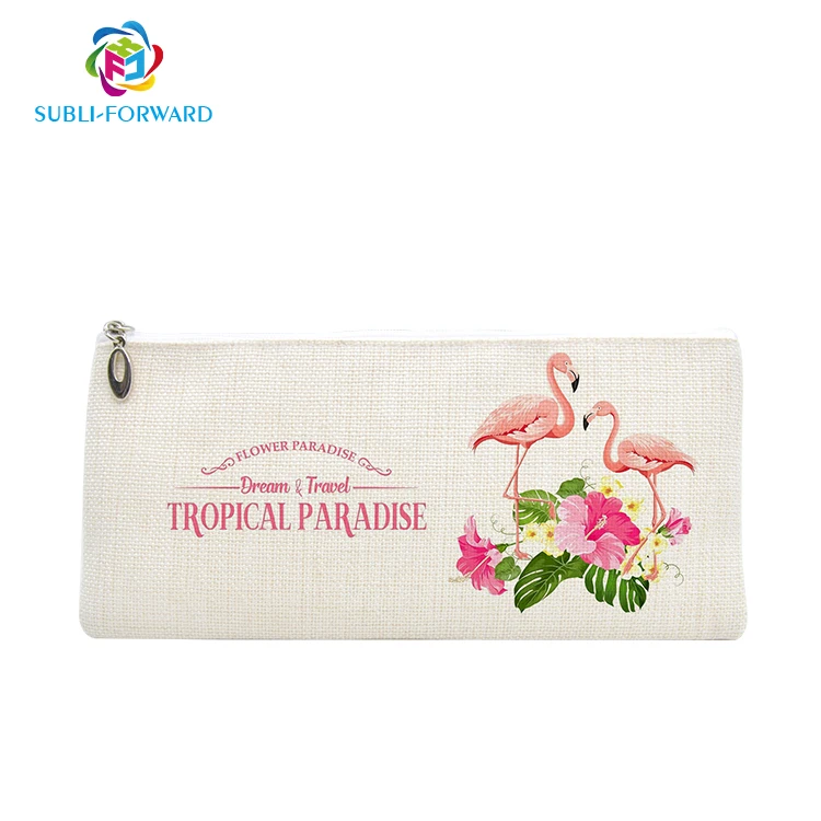 

Hot Sale Cosmetic Bag Small Plain Canvas  Linen Handy Makeup Bag, Natural linen color