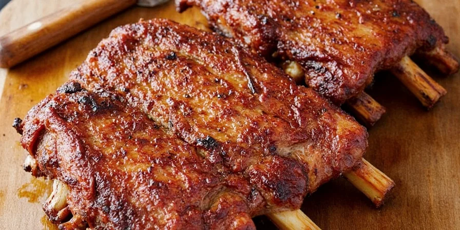 Perfectly seasoned slow roast pork ribs oven ready to eat