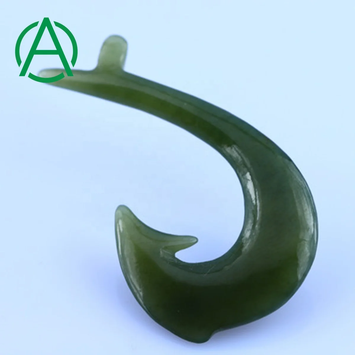 

ArthurGem Nep0016 Canadian Nephrite Jade Fish Hook Carving Necklace Pendant