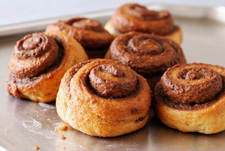 Step-by-step process showing chocolate cinnamon scroll dough being rolled, filled, sliced, and arranged in baking pan