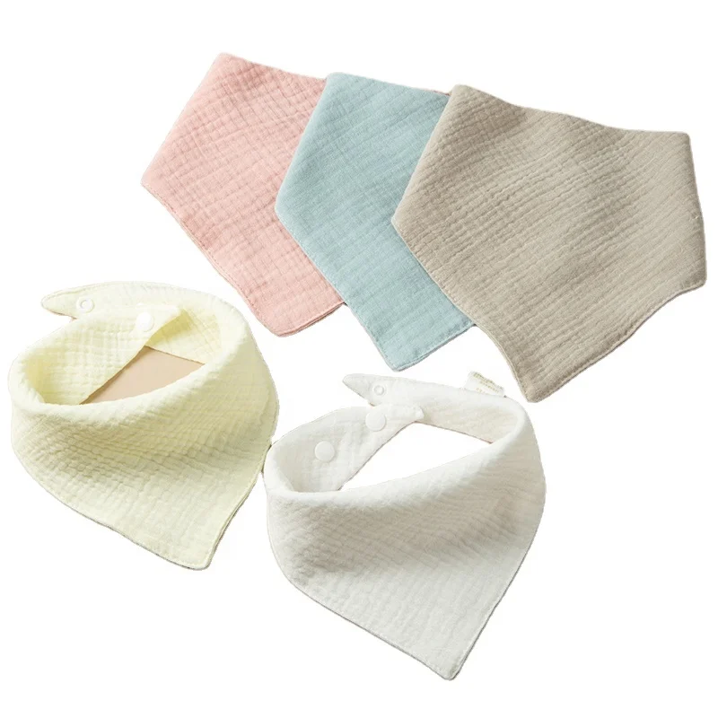 

High Quality Solid Color Cute Cartoon Adjustable Triangle Baby Bib