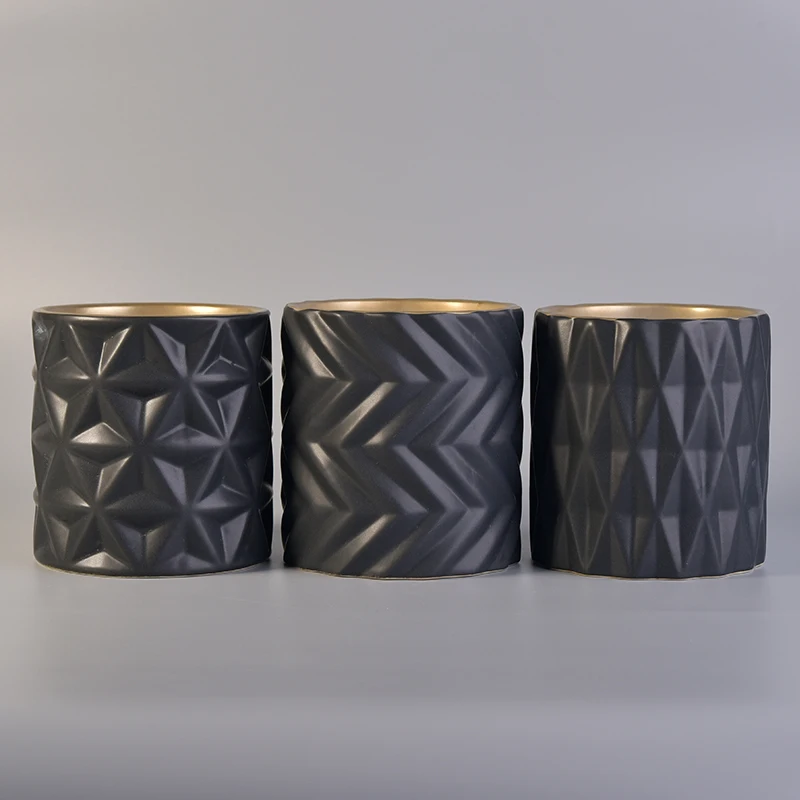 Geo cut cylinder plating ceramic votive candle container customized candle vessel wedding centerpieces supplier