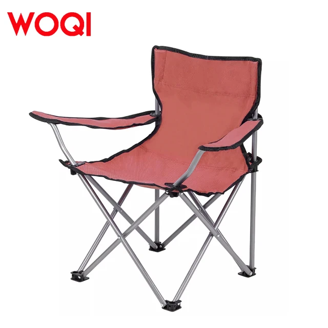WOQI Iron Portable Lightweight Foldable Backrest Camping Chair with Handbag and Printing for Park Use Modern Design