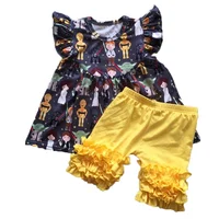 

Boutique Baby clothes set girl Flutter sleeve Smocked clothing Wholesale children clothing usa