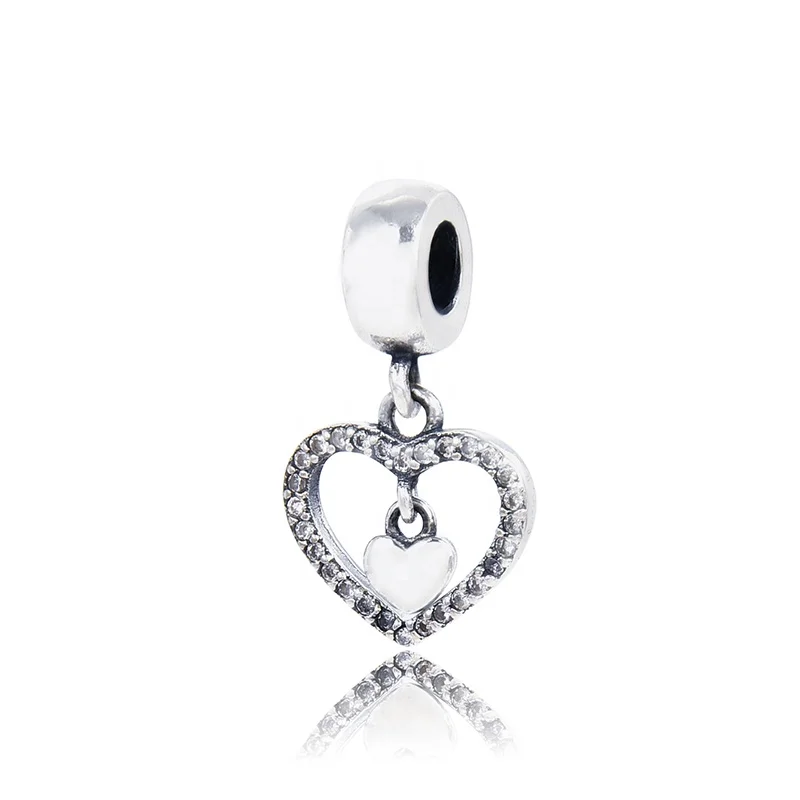 

Dandora Always in My Heart Pendant 925 Sterling Silver Zircon Bead Pendant Charm fit for Pandora Bracelet Or Necklace