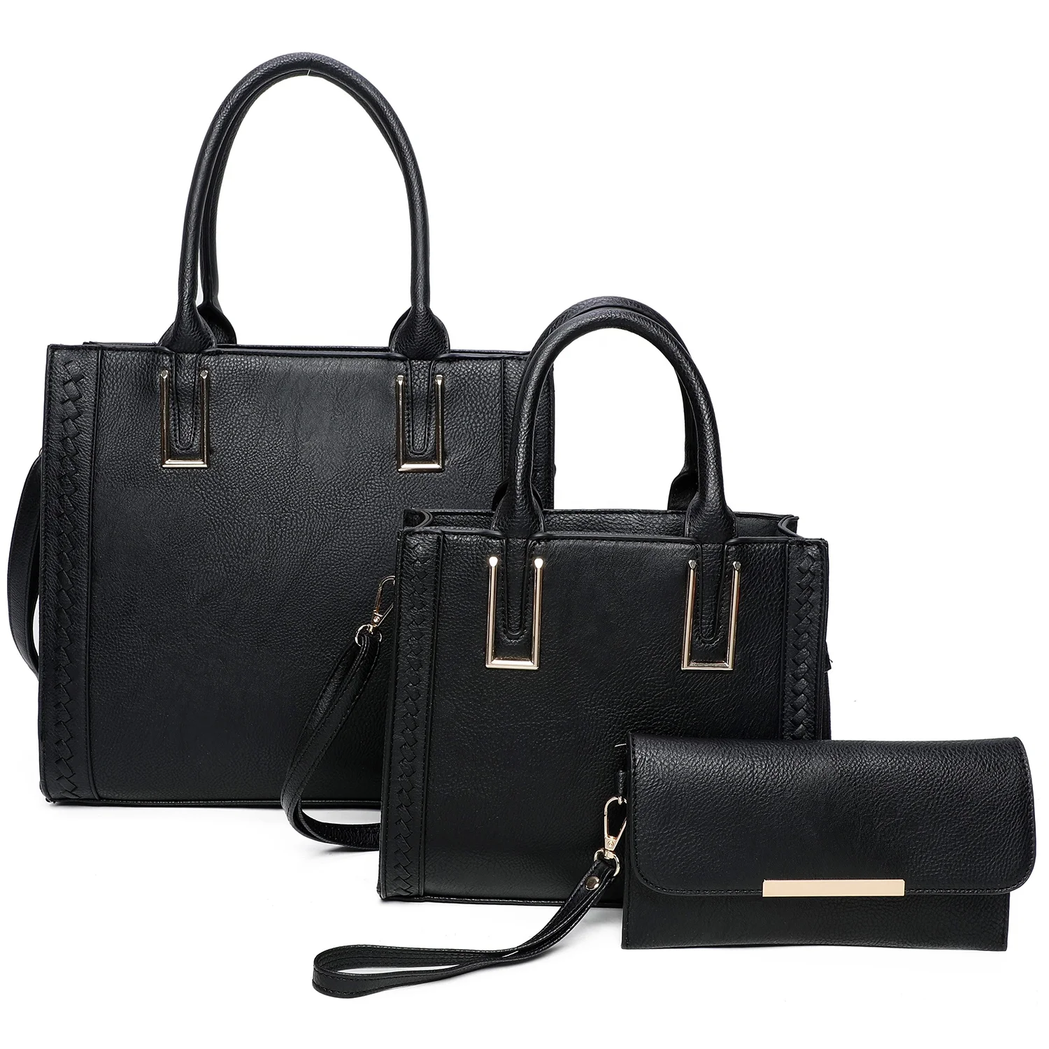 

Wholesale 2021 Pu Leather Ladies Fashion Handbag Set 3 in 1 Women Bag Set Tote Boxy Satchel Bag, More