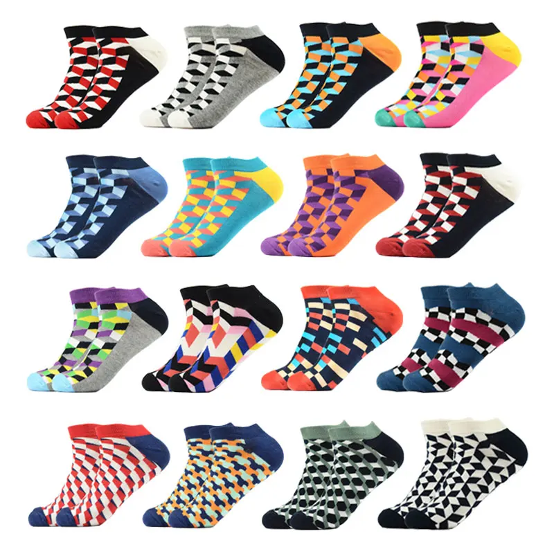 

Men's Ankle Socks Casual Summer Geometric Happy Funny Combed Cotton Short Sock Wedding Party Socks, Custom color