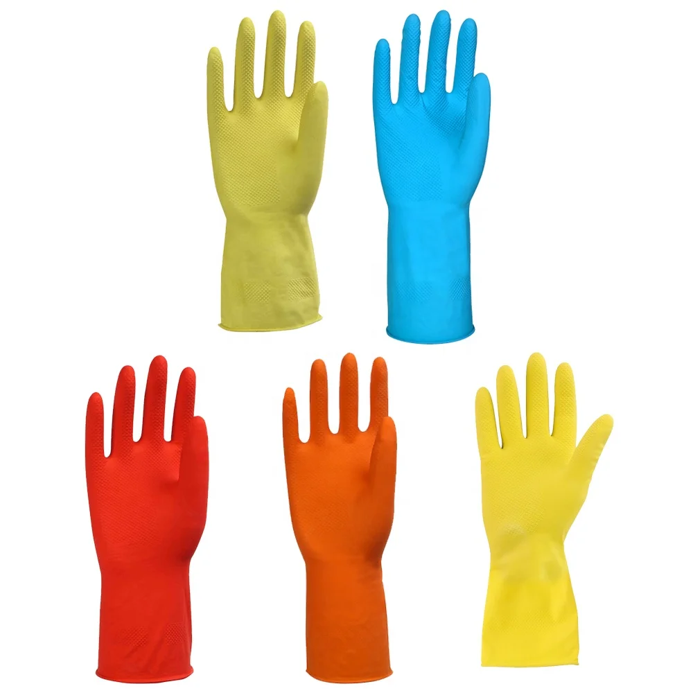 

orange out side rubber kitchen rubber household gloves With Great Price