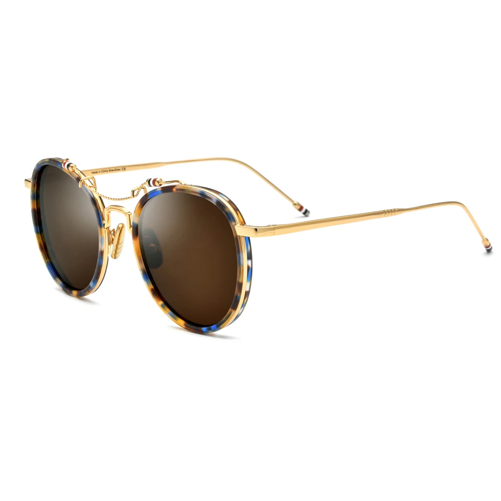 

China factory fashion wholesale custom pure Titanium acetate brand sunglasses uv400 logo, 5 colors for choosing
